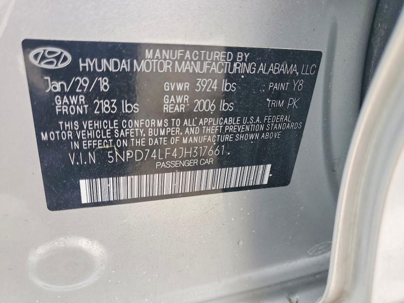 Продаж на аукціоні авто 2018 Hyundai Elantra, vin: 5NPD74LF4JH317661, номер лоту: 55024086