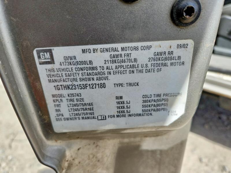 52224016 :رقم المزاد ، 1GTHK23153F127180 vin ، 2003 Gmc Sierra مزاد بيع