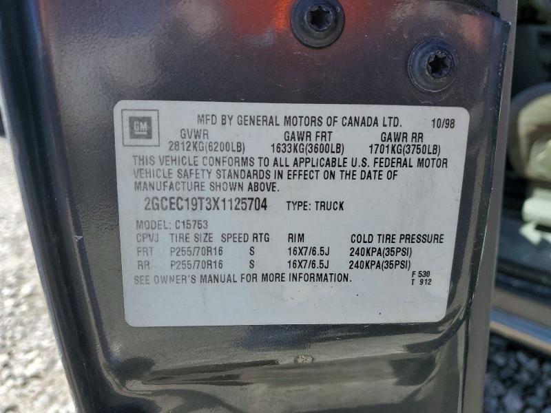 Продаж на аукціоні авто 1999 Chevrolet Silverado, vin: 2GCEC19T3X1125704, номер лоту: 52963276