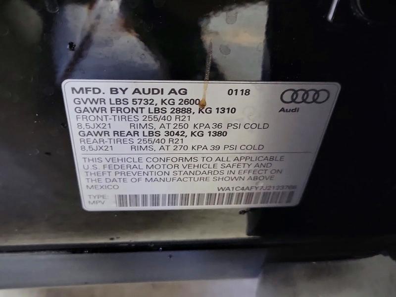 Продажа на аукционе авто 2018 Audi Sq5, vin: WA1C4AFY7J2123766, номер лота: 54490406