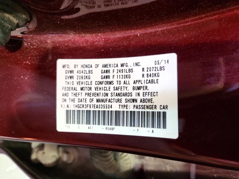 Продажа на аукционе авто 2014 Honda Accord, vin: 1HGCR3F97EA035504, номер лота: 53195426