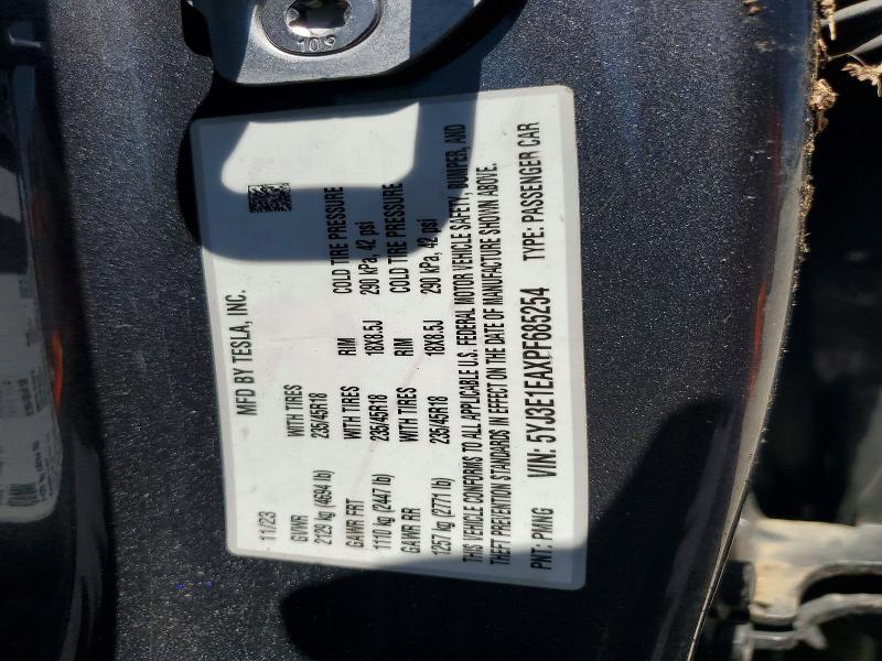 Aukcja sprzedaży 2023 Tesla Model 3, vin: 5YJ3E1EAXPF685254, numer aukcji: 52966076
