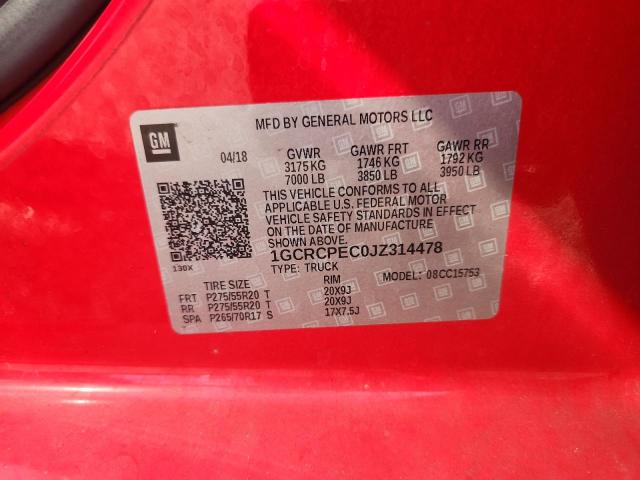 Продажа на аукционе авто 2018 Chevrolet Silverado, vin: 1GCRCPEC0JZ314478, номер лота: 54749676