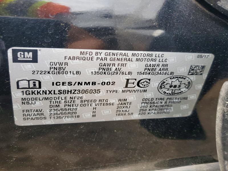 Aukcja sprzedaży 2017 Gmc Acadia, vin: 1GKKNXLS8HZ306035, numer aukcji: 54521836