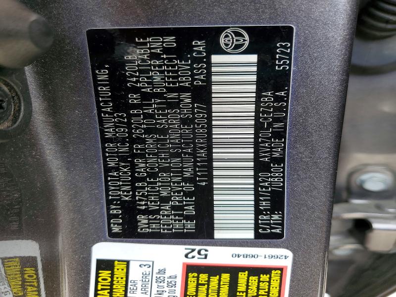 51856186 :رقم المزاد ، 4T1T11AKXRU850977 vin ، 2024 Toyota Camry مزاد بيع