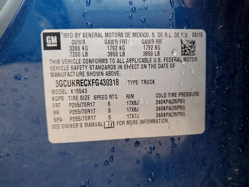 Auction sale of the 2015 Chevrolet Silverado, vin: 3GCUKRECXFG430318, lot number: 53809516
