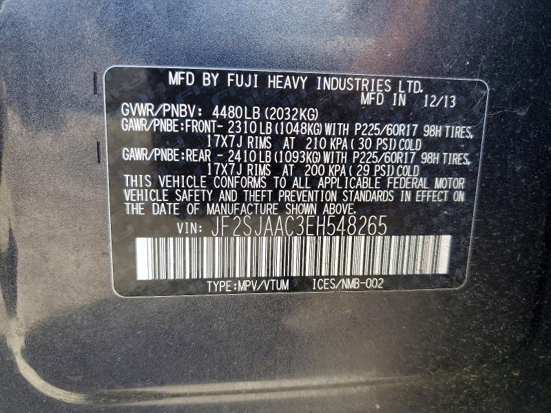 Продажа на аукционе авто 2014 Subaru Forester, vin: JF2SJAAC3EH548265, номер лота: 54516366