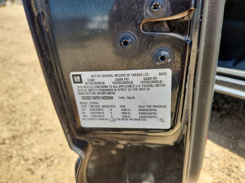 55384226 :رقم المزاد ، 2GCEC19V531403594 vin ، 2003 Chevrolet Silverado مزاد بيع
