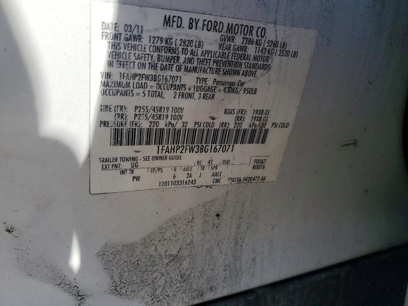 Продаж на аукціоні авто 2011 Ford Taurus, vin: 1FAHP2FW3BG167071, номер лоту: 52526156