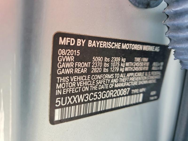 52992366 :رقم المزاد ، 5UXXW3C53G0R20087 vin ، 2016 Bmw X4 مزاد بيع