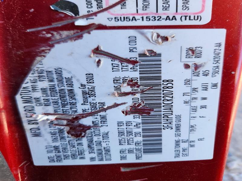 Продаж на аукціоні авто 2012 Ford Fusion, vin: 3FAHP0JA0CR207858, номер лоту: 53644346