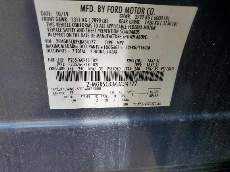 Aukcja sprzedaży 2019 Ford Flex, vin: 2FMGK5C83KBA34177, numer aukcji: 55136396