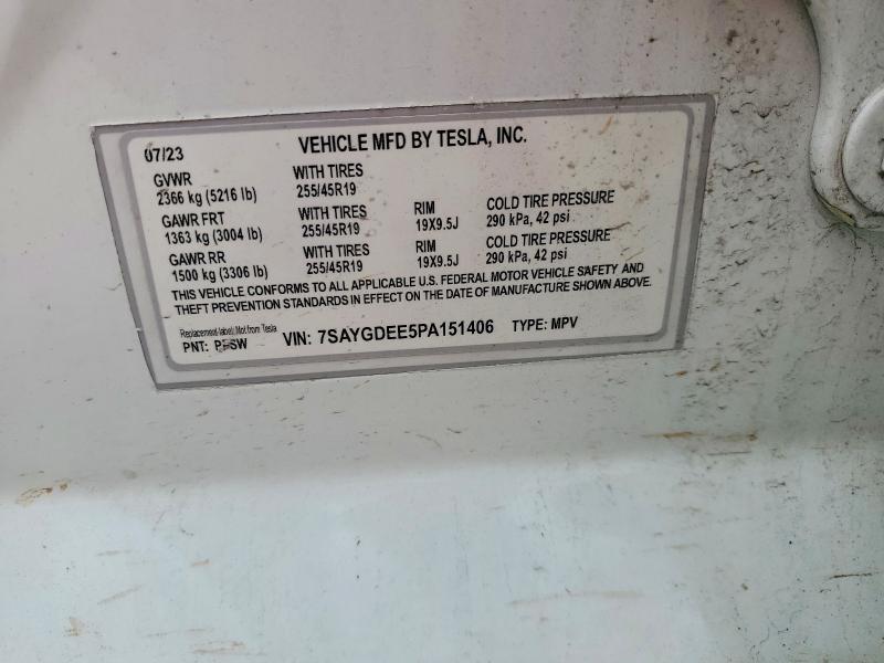 Продажа на аукционе авто 2023 Tesla Model Y, vin: 7SAYGDEE5PA151406, номер лота: 53505836