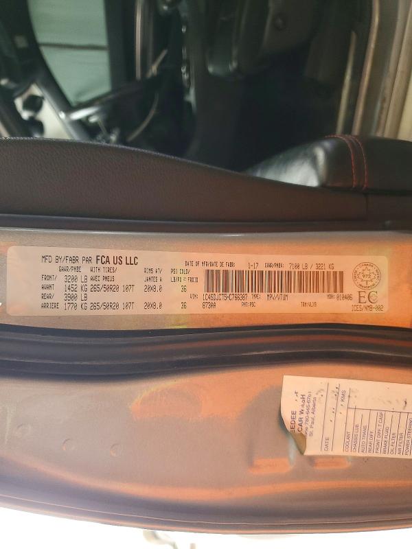 2017 Dodge Durango მანქანა იყიდება აუქციონზე, vin: 1C4SDJCT5HC766387, აუქციონის ნომერი: 53951516