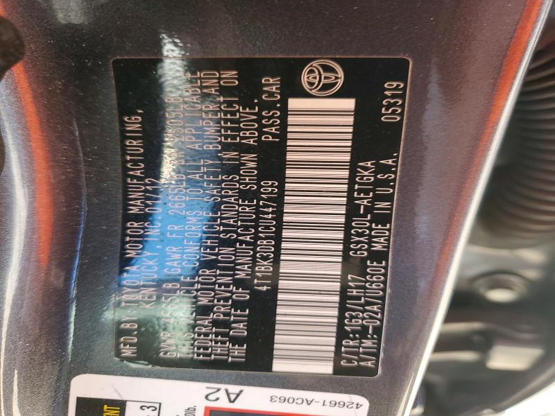 Aukcja sprzedaży 2012 Toyota Avalon, vin: 4T1BK3DB1CU447199, numer aukcji: 53319866