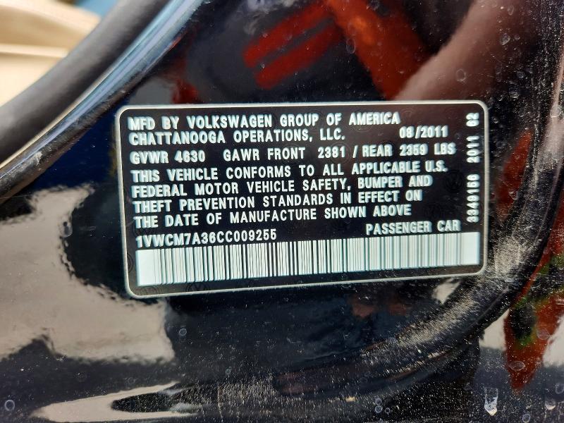 Продажа на аукционе авто 2012 Volkswagen Passat, vin: 1VWCM7A36CC009255, номер лота: 52173346