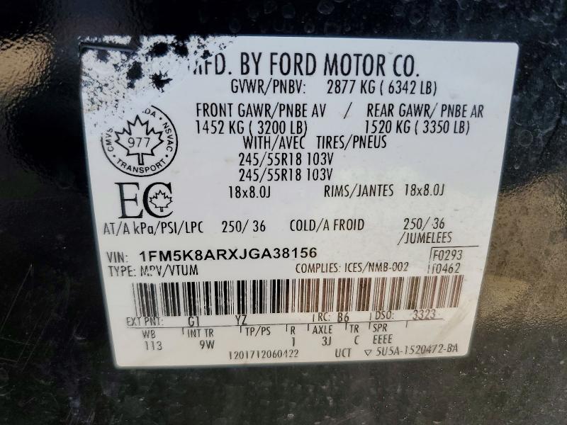 Продаж на аукціоні авто 2018 Ford Explorer, vin: 1FM5K8ARXJGA38156, номер лоту: 52749006
