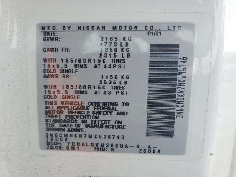 2021 Nissan Nv200 მანქანა იყიდება აუქციონზე, vin: 3N6CM0KN7MK696748, აუქციონის ნომერი: 53591236