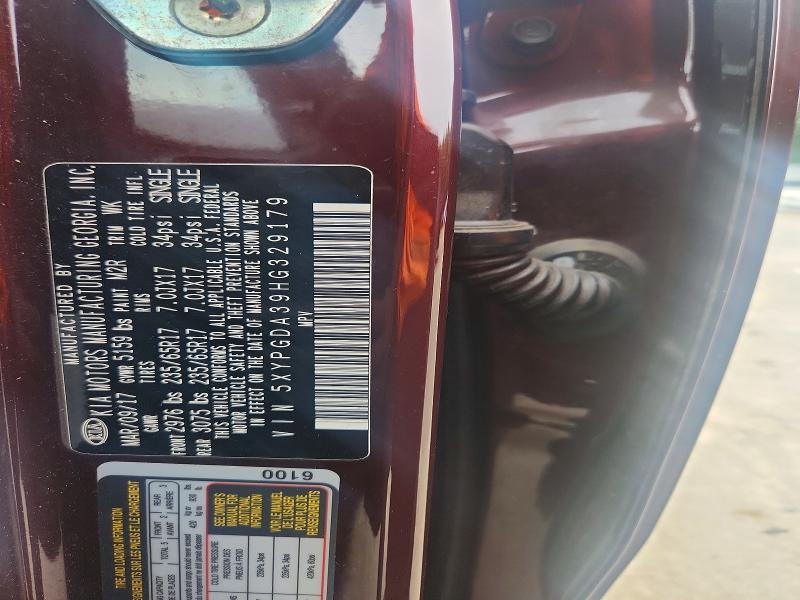 Aukcja sprzedaży 2017 Kia Sorento, vin: 5XYPGDA39HG329179, numer aukcji: 55392466