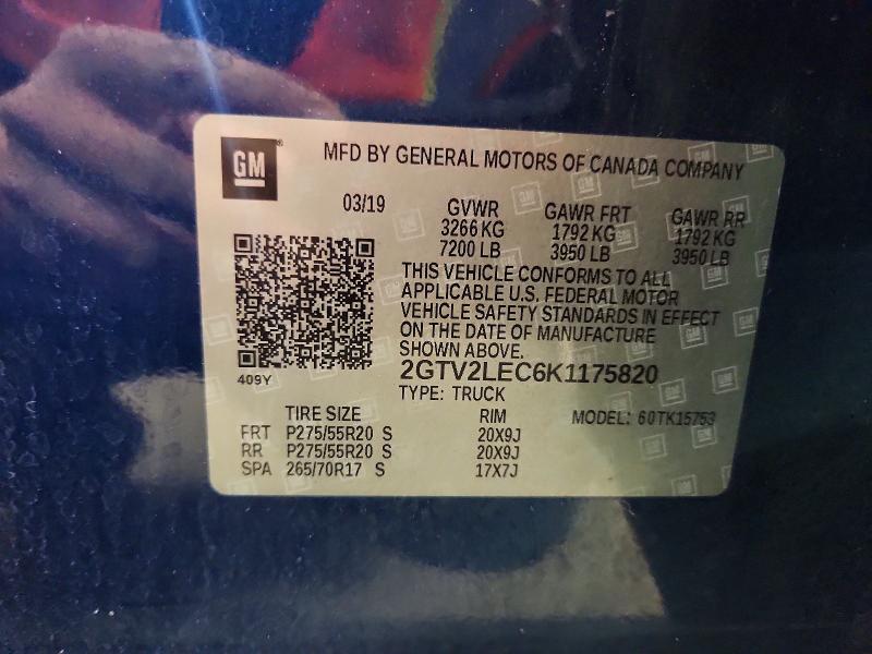 Продаж на аукціоні авто 2019 Gmc Sierra Limited, vin: 2GTV2LEC6K1175820, номер лоту: 54597226