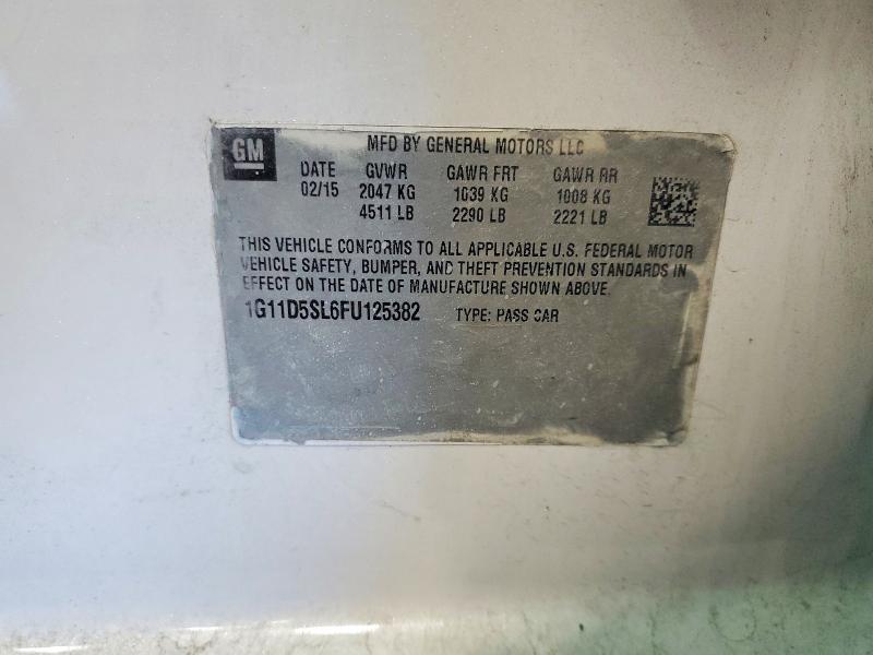 53608526 :رقم المزاد ، 1G11D5SL6FU125382 vin ، 2015 Chevrolet Malibu مزاد بيع