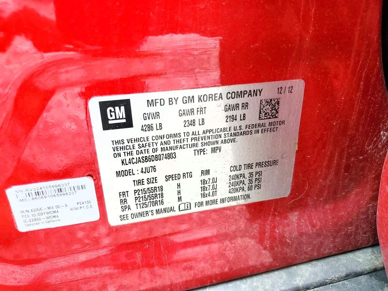 Продажа на аукционе авто 2013 Buick Encore, vin: KL4CJASB6DB074803, номер лота: 55124286