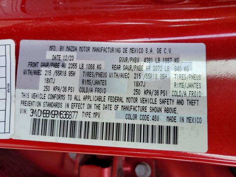52161486 :رقم المزاد ، 3MVDMBBM9RM636877 vin ، 2024 Mazda Cx-30 مزاد بيع
