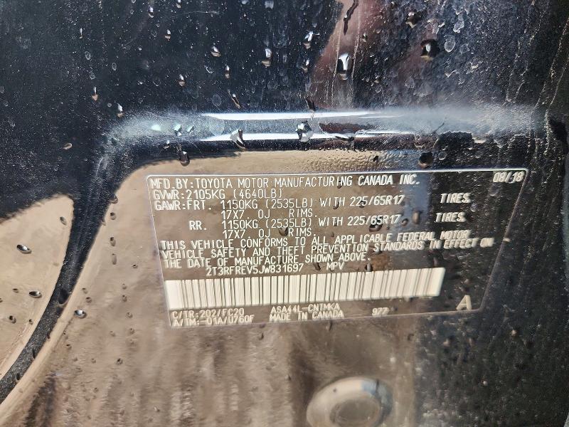 52298646 :رقم المزاد ، 2T3RFREV5JW831697 vin ، 2018 Toyota Rav4 مزاد بيع