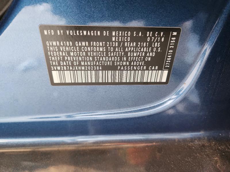 Продажа на аукционе авто 2017 Volkswagen Jetta, vin: 3VW2B7AJXHM202384, номер лота: 54326936