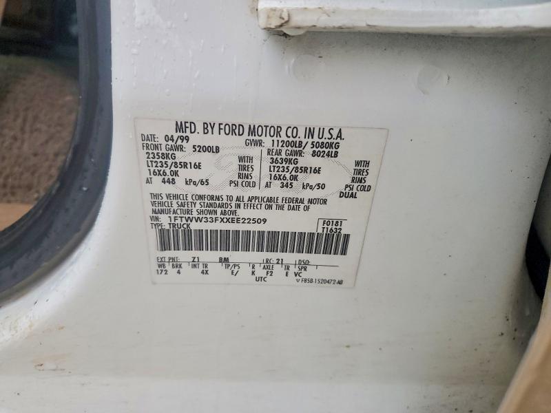 54634316 :رقم المزاد ، 1FTWW33FXXEE22509 vin ، 1999 Ford F350 مزاد بيع