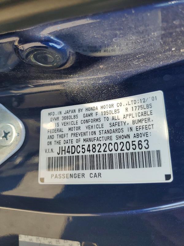 Продажа на аукционе авто 2002 Acura Rsx, vin: JH4DC54822C020563, номер лота: 54324276