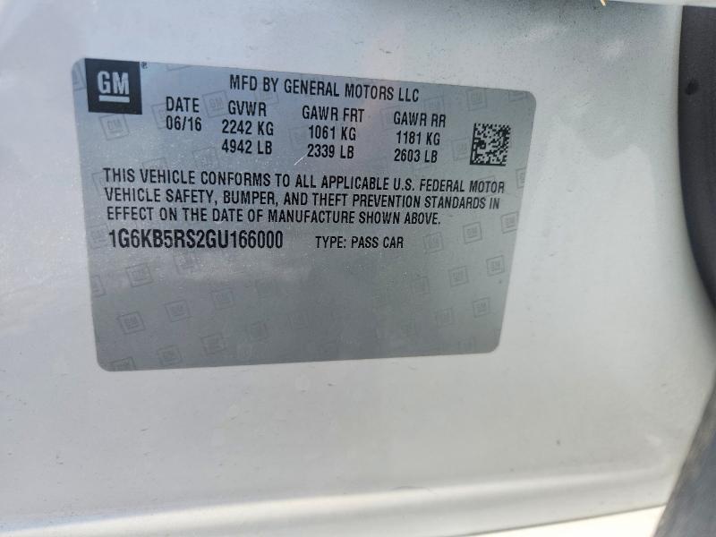 53105626 :رقم المزاد ، 1G6KB5RS2GU166000 vin ، 2016 Cadillac Ct6 مزاد بيع