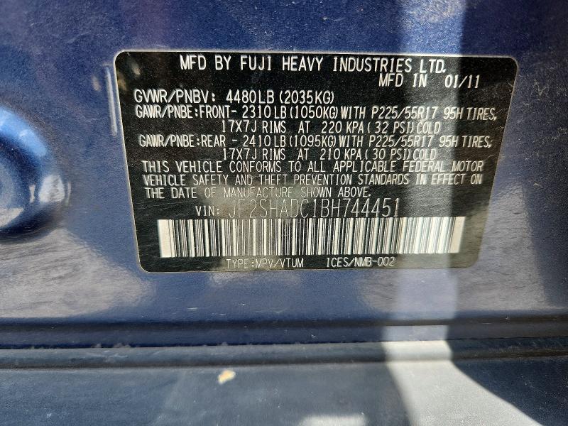 Aukcja sprzedaży 2011 Subaru Forester, vin: JF2SHADC1BH744451, numer aukcji: 53662366
