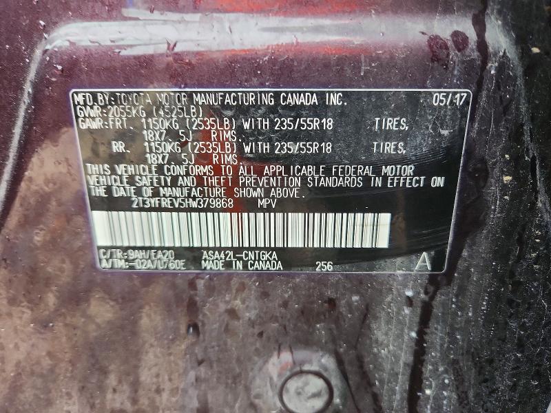 Aukcja sprzedaży 2017 Toyota Rav4, vin: 2T3YFREV5HW379868, numer aukcji: 54352436