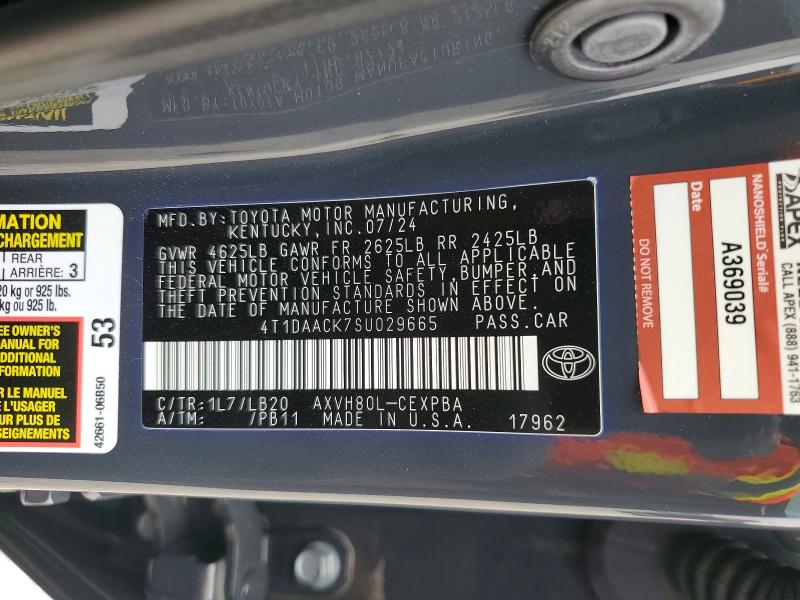 2025 Toyota Camry მანქანა იყიდება აუქციონზე, vin: 4T1DAACK7SU029665, აუქციონის ნომერი: 52321416