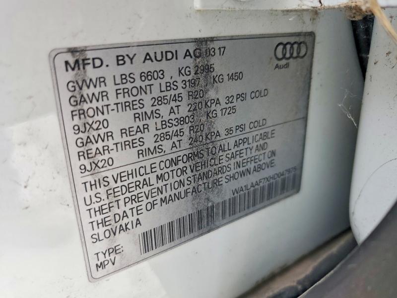 Aukcja sprzedaży 2017 Audi Q7, vin: WA1LAAF7XHD047975, numer aukcji: 55097856