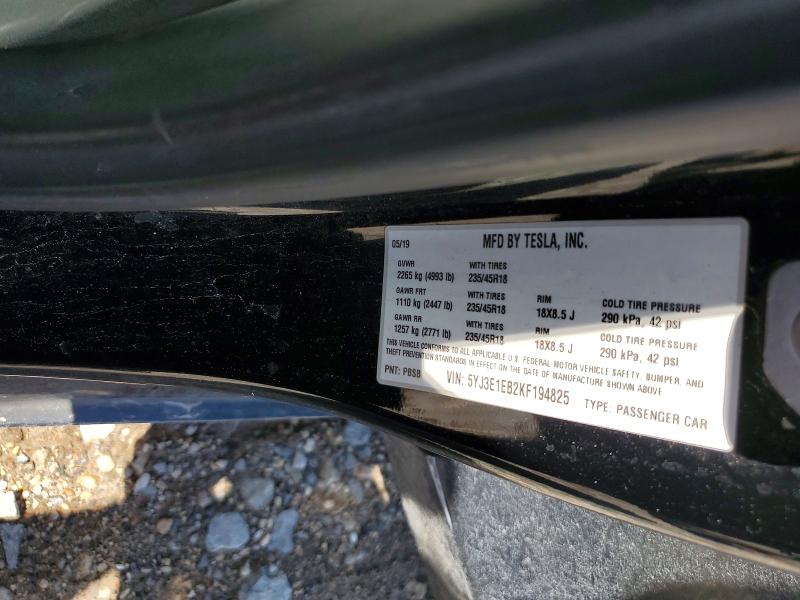 55198826 :رقم المزاد ، 5YJ3E1EB2KF194825 vin ، 2019 Tesla Mdl 3 مزاد بيع