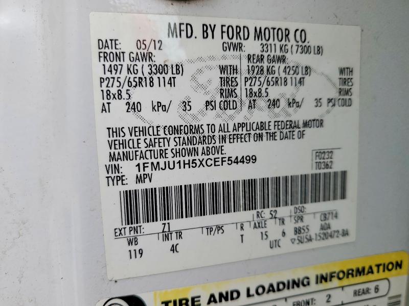 Aukcja sprzedaży 2012 Ford Expedition, vin: 1FMJU1H5XCEF54499, numer aukcji: 52684836