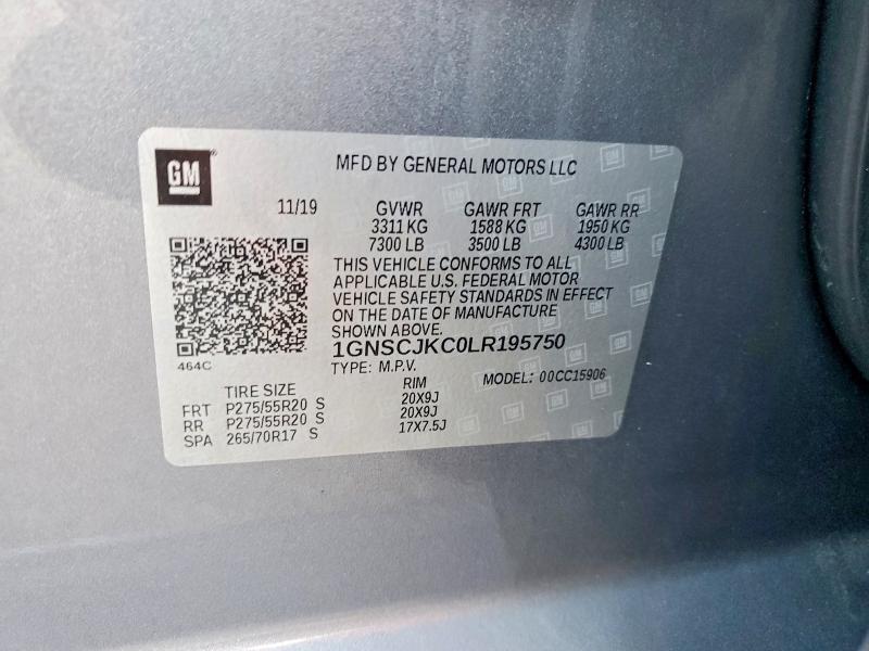 Продаж на аукціоні авто 2020 Chevrolet Suburban, vin: 1GNSCJKC0LR195750, номер лоту: 55105256
