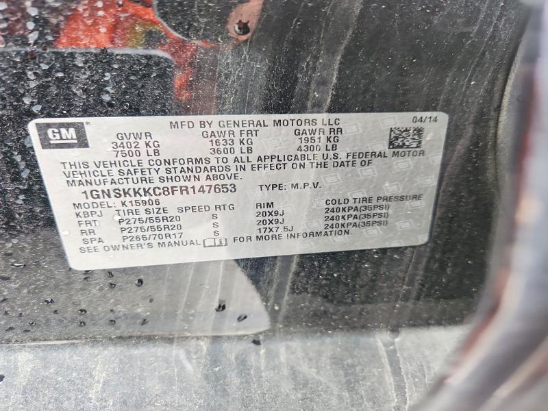 Продаж на аукціоні авто 2015 Chevrolet Suburban, vin: 1GNSKKKC8FR147653, номер лоту: 55032026