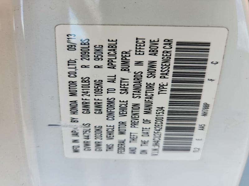 51974186 :رقم المزاد ، JH4CU2F42EC001534 vin ، 2014 Acura Tsx مزاد بيع