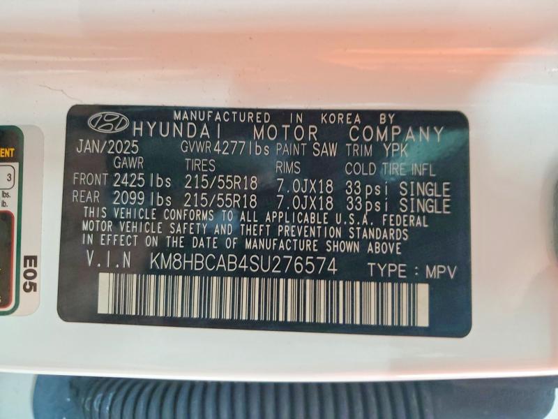 Продаж на аукціоні авто 2025 Hyundai Kona, vin: KM8HBCAB4SU276574, номер лоту: 54897936