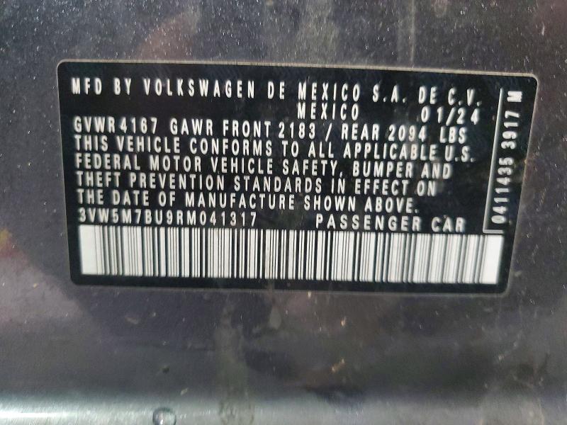 54511976 :رقم المزاد ، 3VW5M7BU9RM041317 vin ، 2024 Volkswagen Jetta مزاد بيع