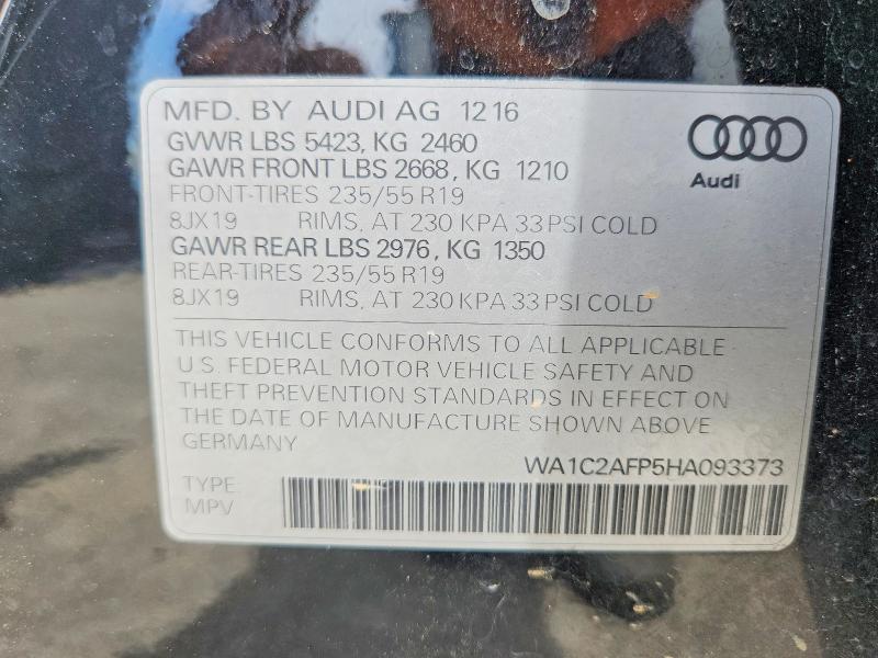 Продажа на аукционе авто 2017 Audi Q5, vin: WA1C2AFP5HA093373, номер лота: 54952536