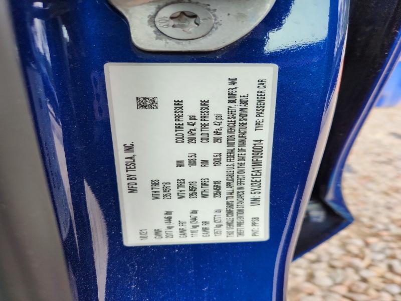 Aukcja sprzedaży 2021 Tesla Model 3, vin: 5YJ3E1EA1MF090014, numer aukcji: 52074796