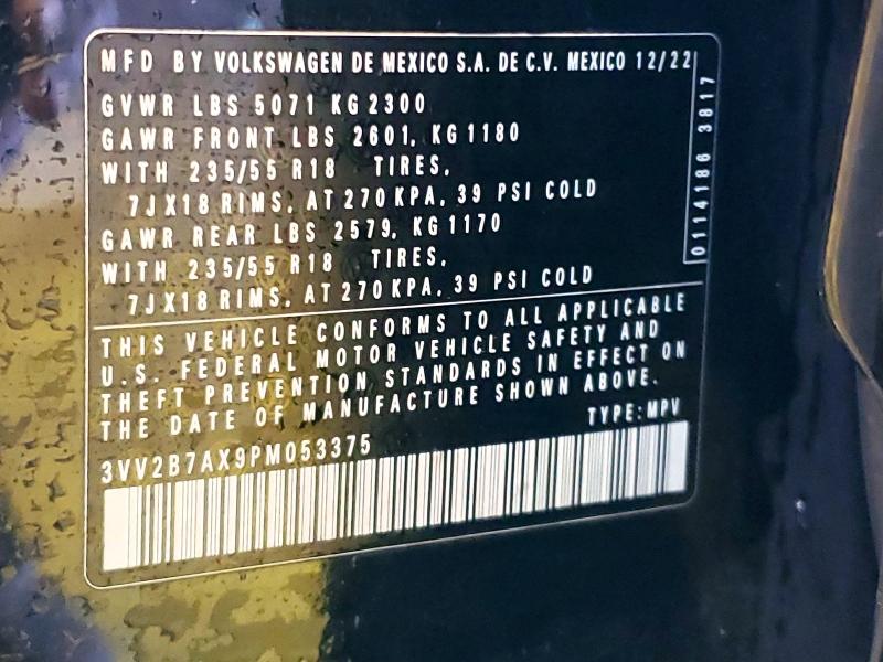 Продажа на аукционе авто 2023 Volkswagen Tiguan, vin: 3VV2B7AX9PM053375, номер лота: 53533516
