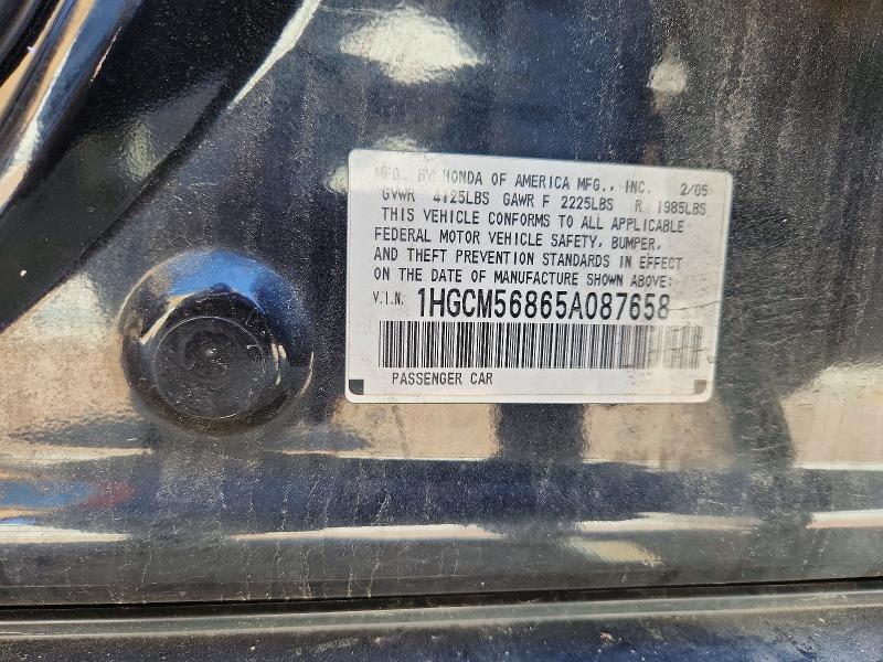 Aukcja sprzedaży 2005 Honda Accord, vin: 1HGCM56865A087658, numer aukcji: 51797736
