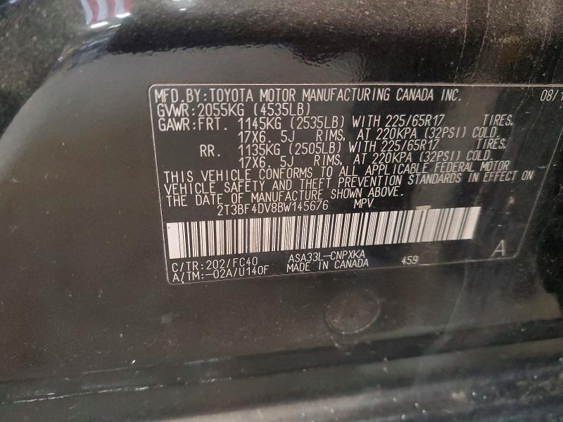 Aukcja sprzedaży 2011 Toyota Rav4, vin: 2T3BF4DV8BW145676, numer aukcji: 53343106
