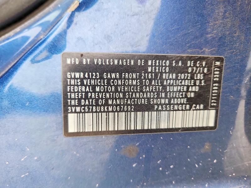 Продаж на аукціоні авто 2019 Volkswagen Jetta, vin: 3VWC57BU8KM067692, номер лоту: 54503716