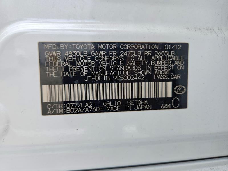 Auction sale of the 2013 Lexus Gs, vin: JTHBE1BL9D5002442, lot number: 52260006